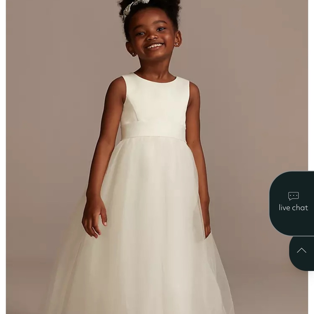 Satin Flower Girl Dress with Tulle Skirt